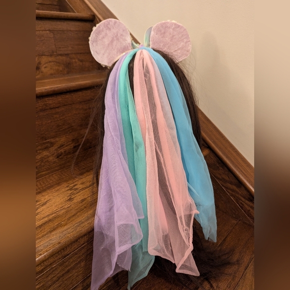 Minnie Mouse Disney Colorful sequin Headband with Long Tulle Ribbons OS - Picture 5 of 9